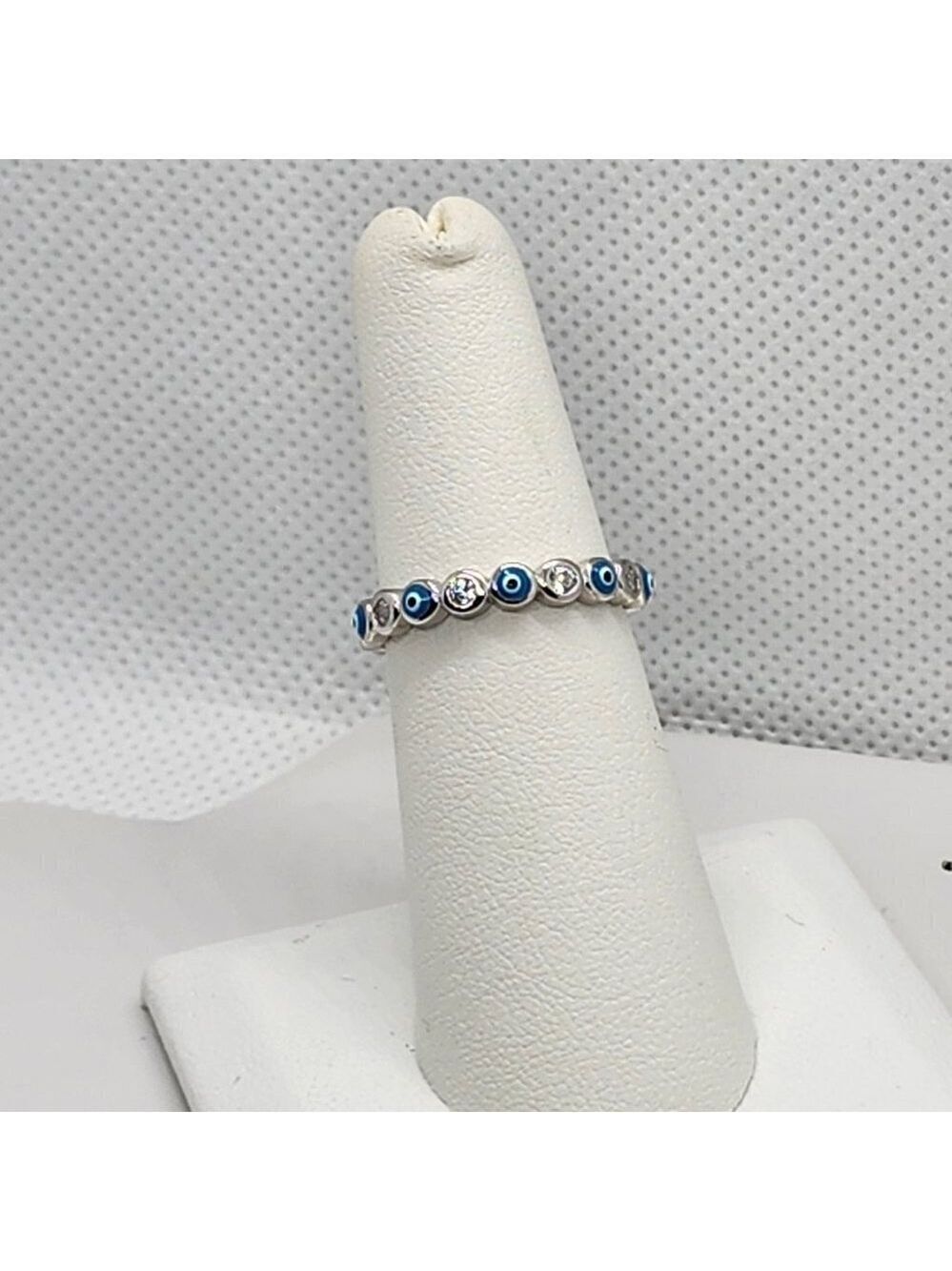 Brand New Sterling Silver 925 Light Blue Evil Eye Ring
